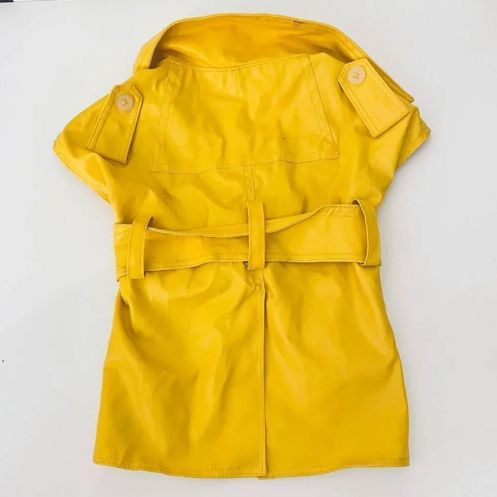 NWT Gorgeous Claire’s Vintage Y2K M/L Yellow Dog Raincoat Coat Jacket with belt